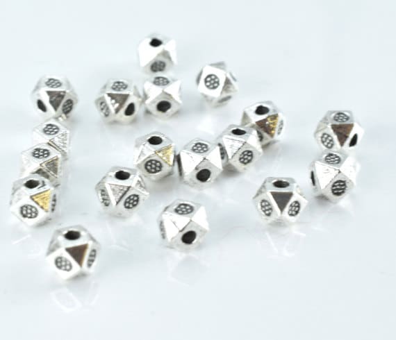 4mm Dimensional Textured Alloy Antique Silver Metal Beads, 1mm hole opening, Sold by 1 pack of 50pcs